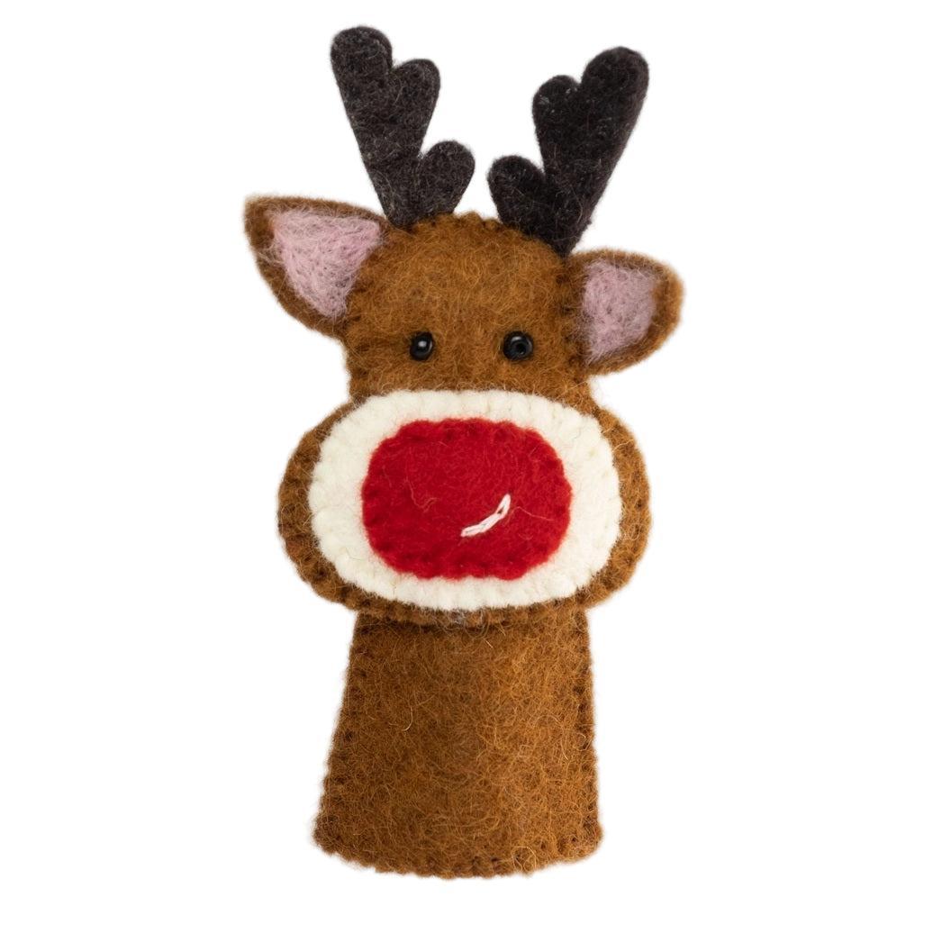 Christmas Felted Wool Finger Puppets from The Winding Road - Rudolph